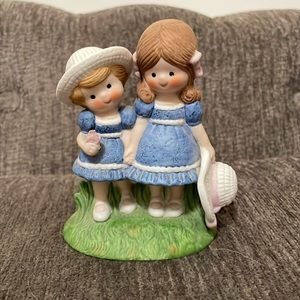 Country Cousins Girls Sunday School Figurine Enesco 1980's Easter Sunday Sisters